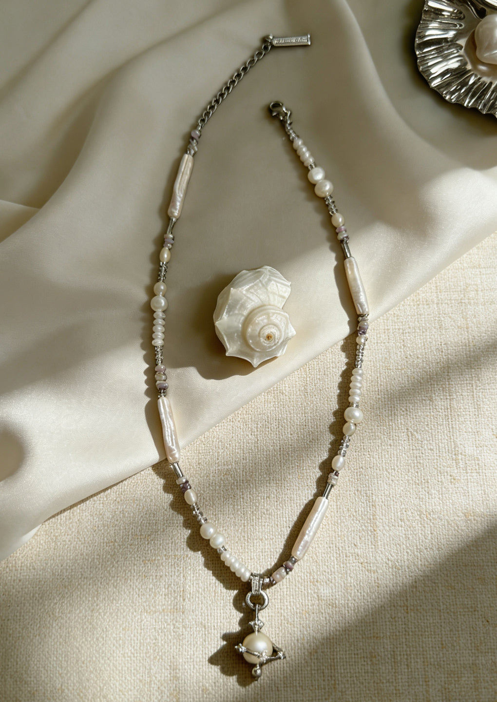 Handmade Baroque Pearl Necklace Natural Pearl Necklace - Light Purple