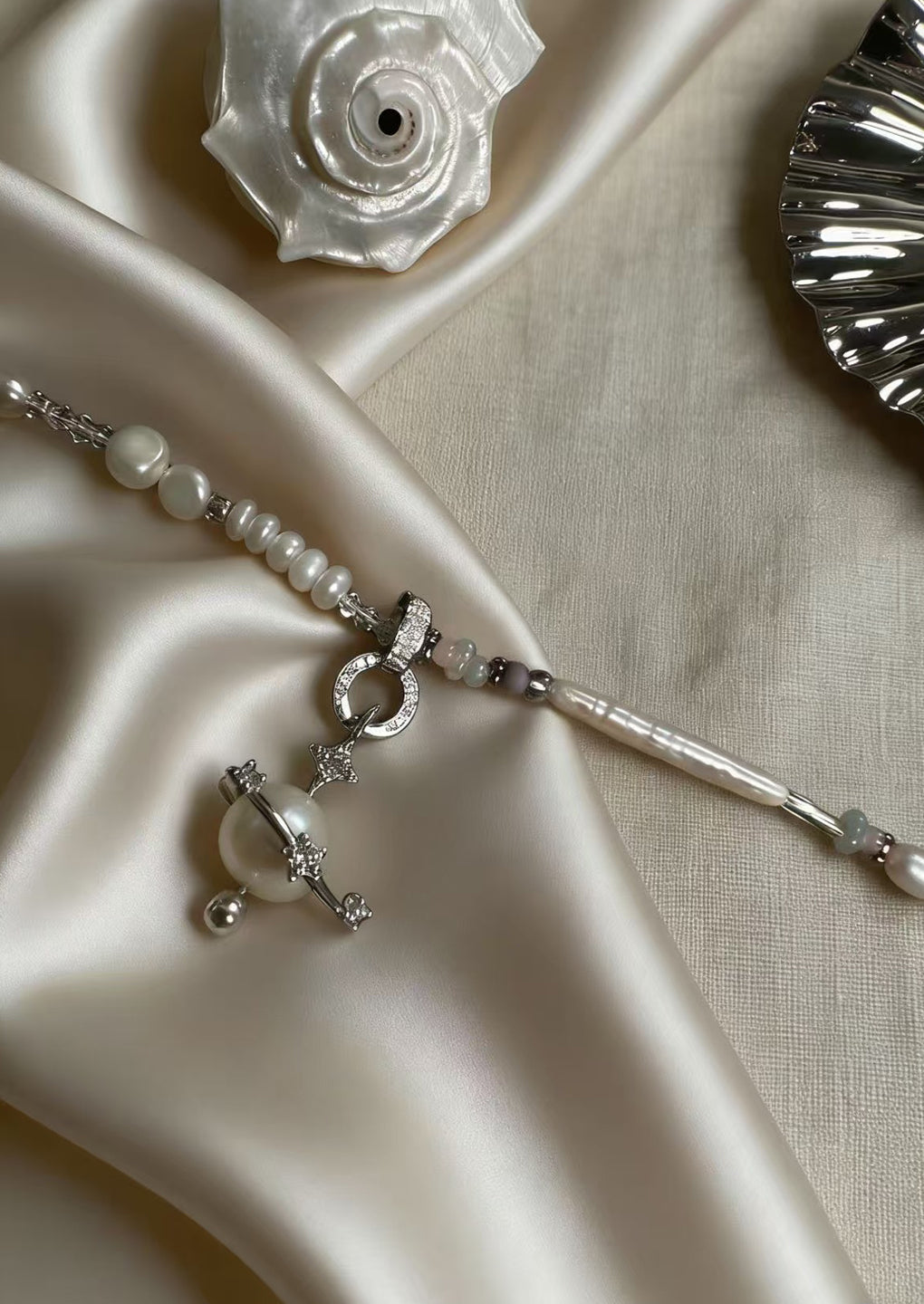 Handmade Baroque Pearl Necklace Natural Pearl Necklace - Light Purple