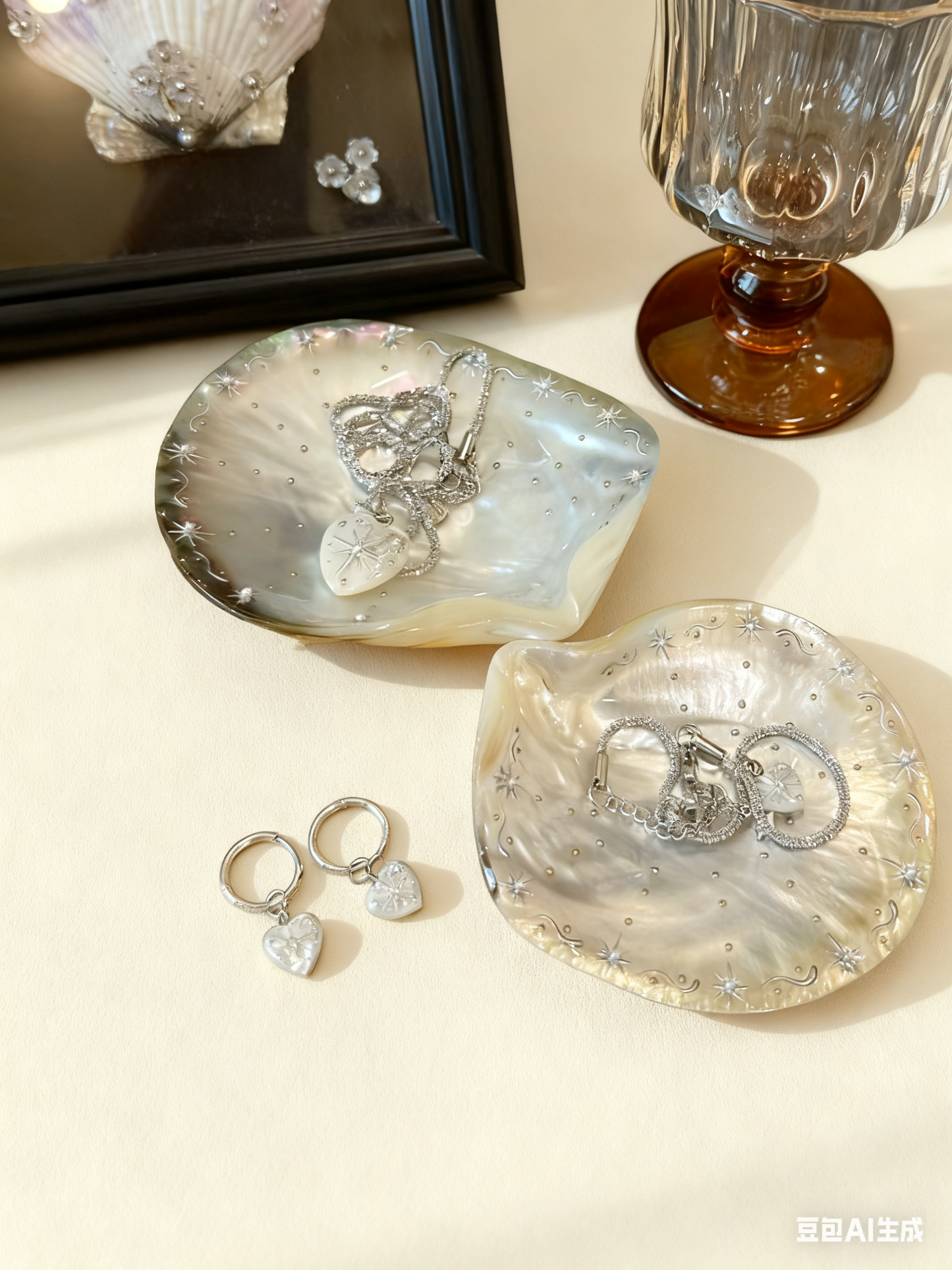 Handmade Seashell Jewelry Tray for Rings, Necklaces,  Jewelry Plate Customized
