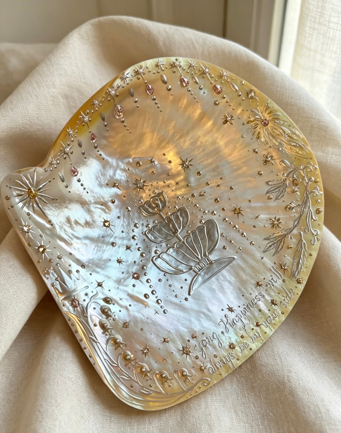 Handmade Seashell Jewelry Tray for Rings, Necklaces,  Jewelry Plate Customized
